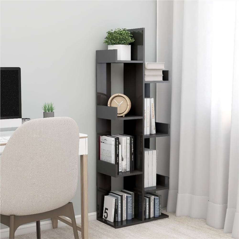 

Book Cabinet High Gloss Grey 48x25.5x140 cm Chipboard