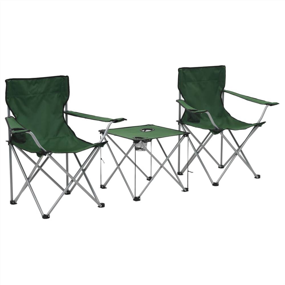 Campingtisch und Stuhl Set 3-teilig Grün