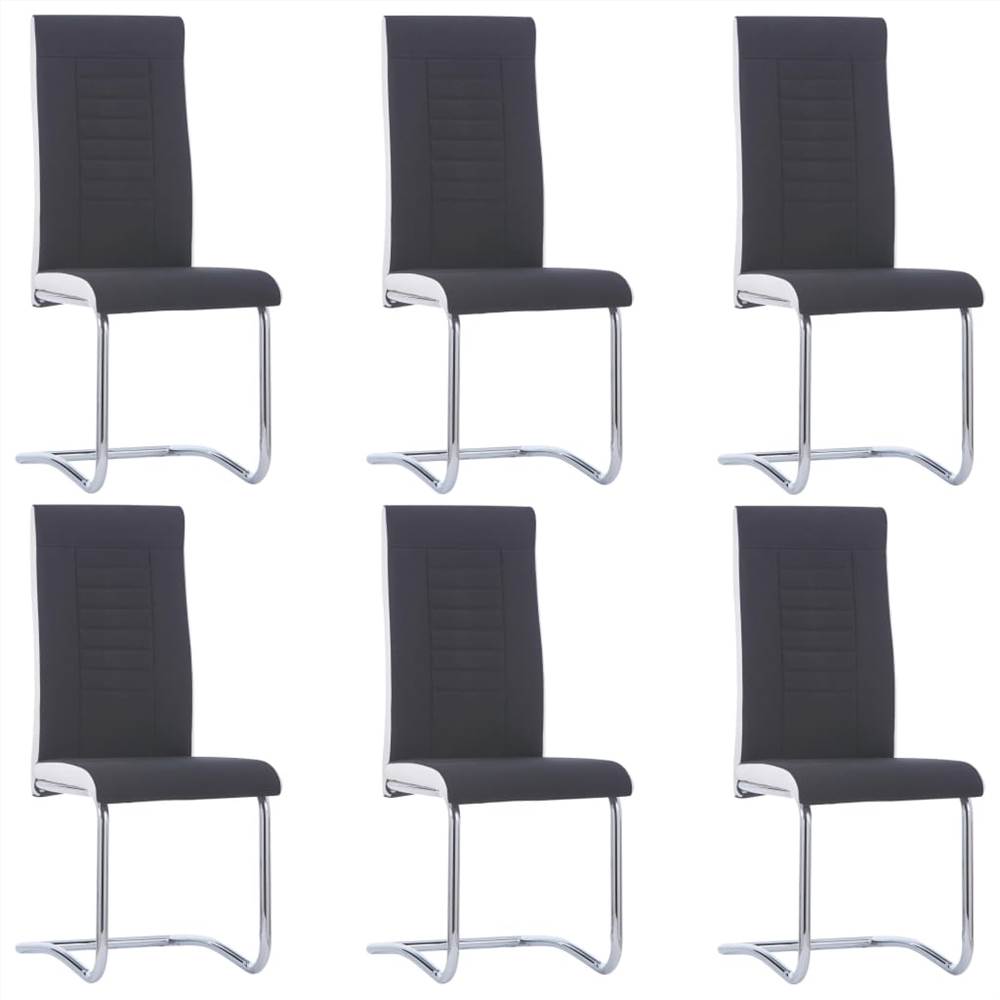 

Cantilever Dining Chairs 6 pcs Black Fabric