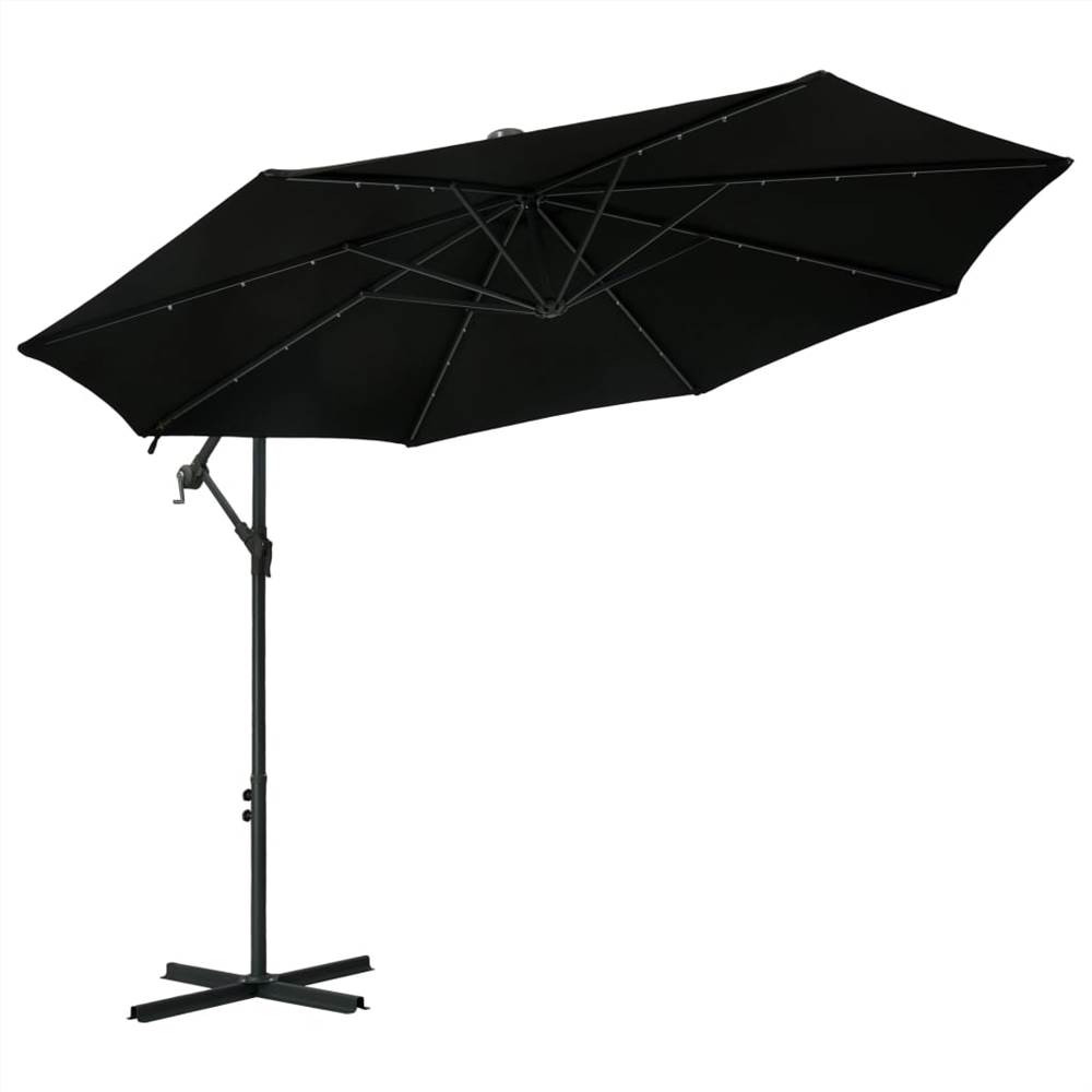 

Cantilever Umbrella with LED Lights and Steel Pole 300 cm Black