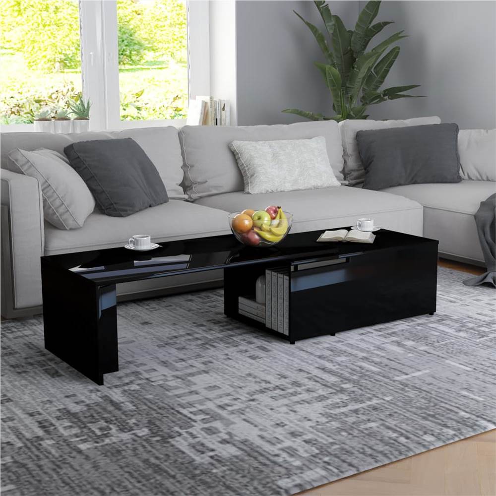 

Coffee Table High Gloss Black 150x50x35 cm Chipboard
