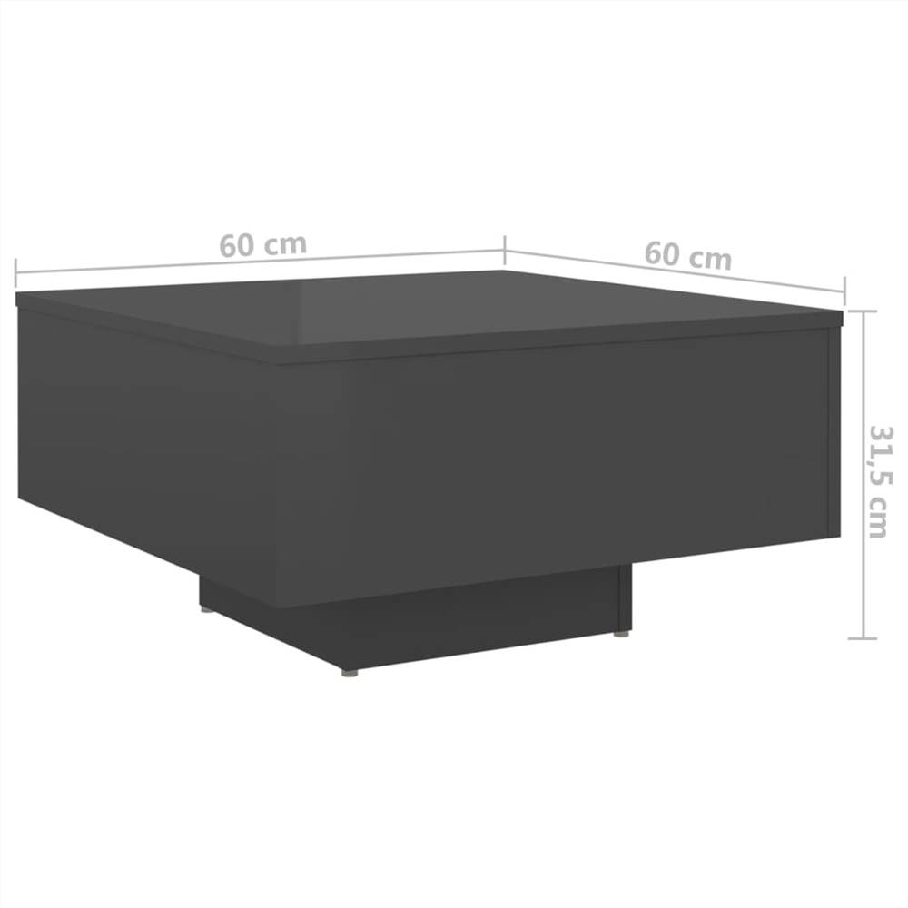 Coffee Table High Gloss Grey 60x60x31.5 cm Chipboard