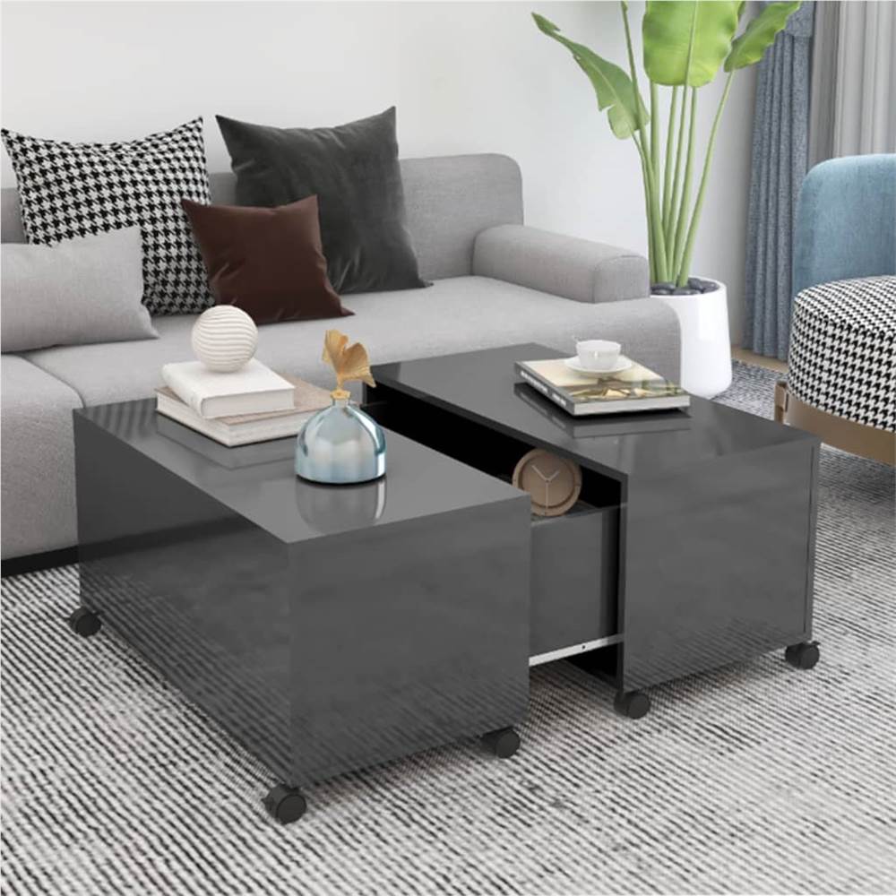 

Coffee Table High Gloss Grey 75x75x38 cm Chipboard