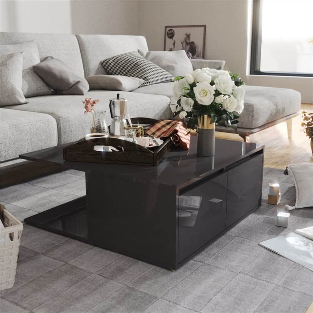 

Coffee Table High Gloss Grey 80x80x31 cm Chipboard