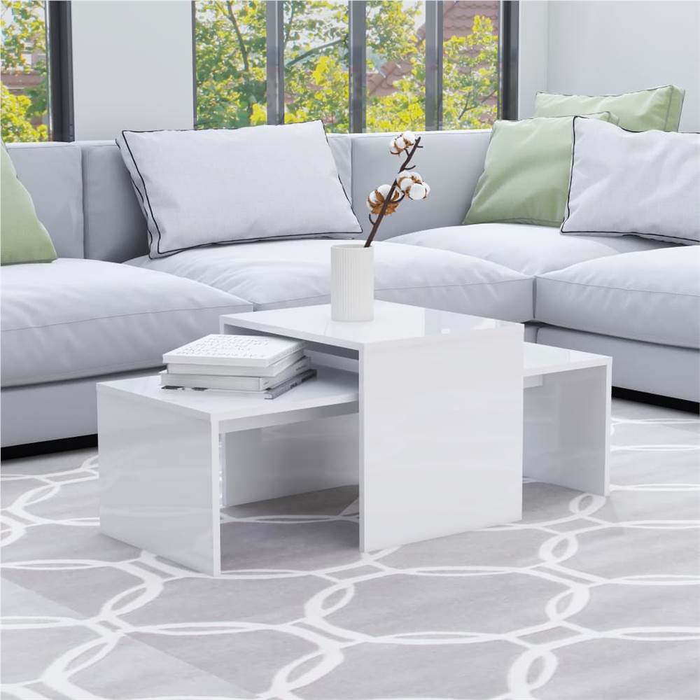 Coffee Table Set High Gloss White 100x48x40 cm Chipboard