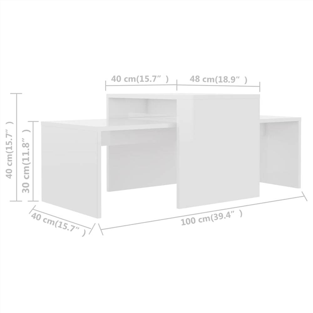Coffee Table Set High Gloss White 100x48x40 cm Chipboard