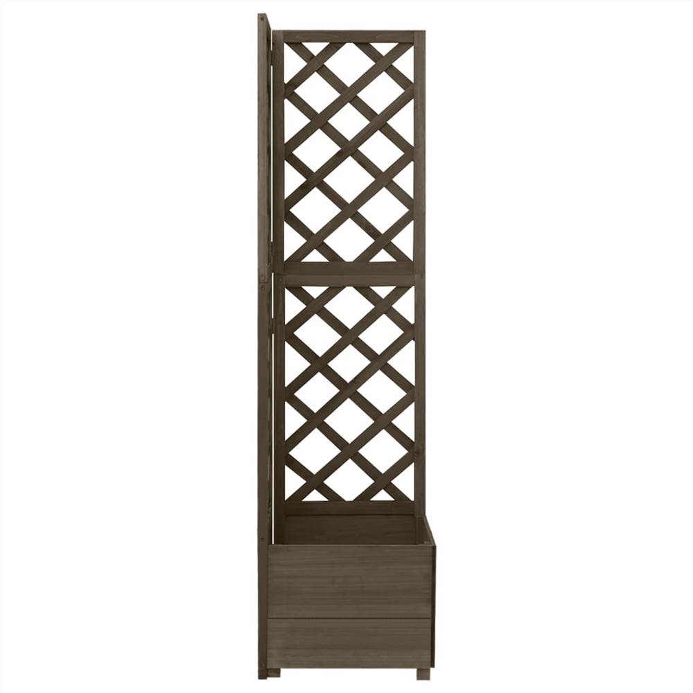 Corner Trellis Planter Grey 40x40x150 cm Solid Fir Wood