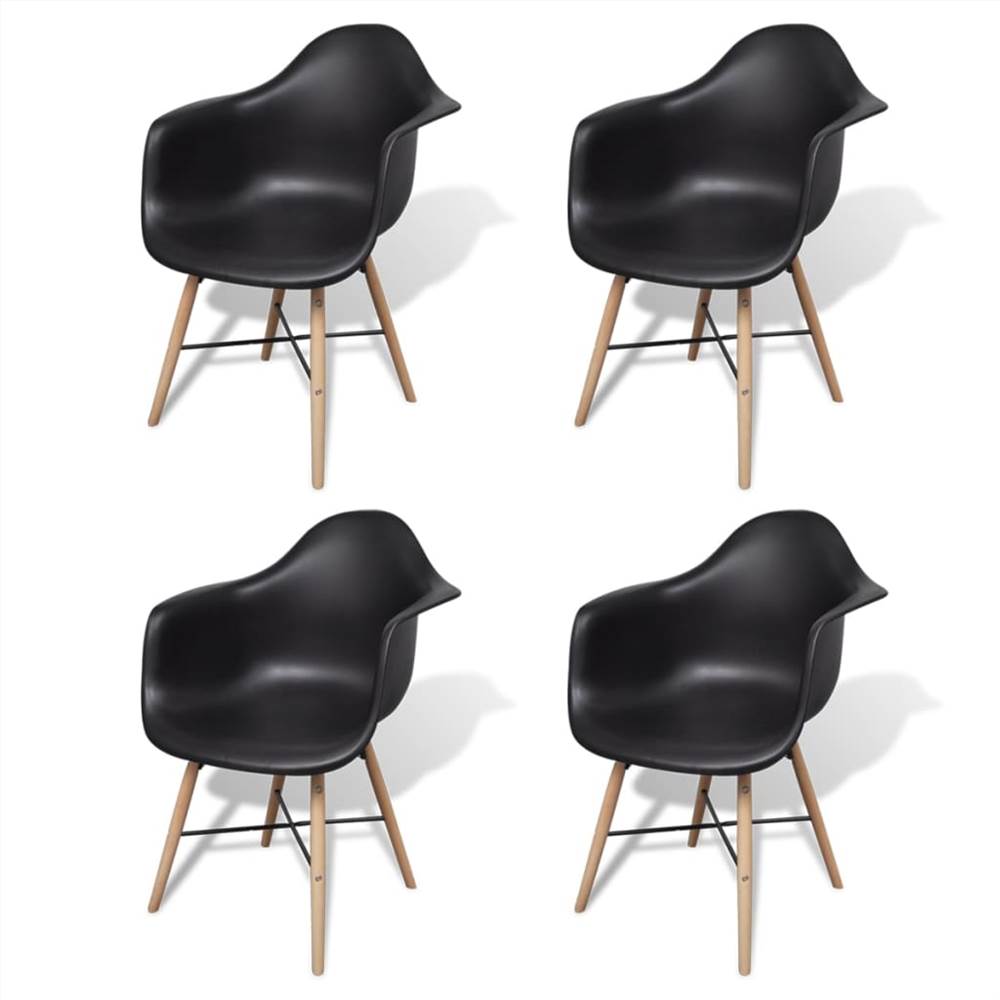 

Dining Chairs 4 pcs Black Plastic and Beechword