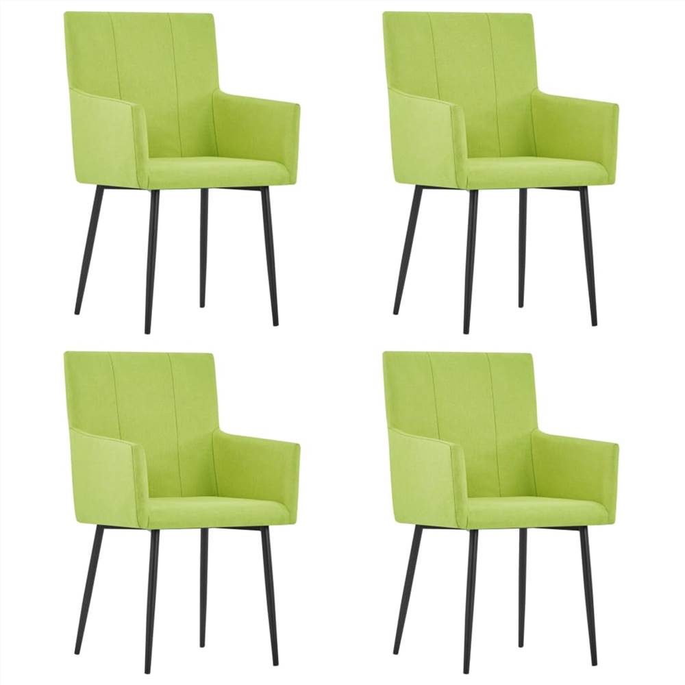 

Dining Chairs with Armrests 4 pcs Green Fabric