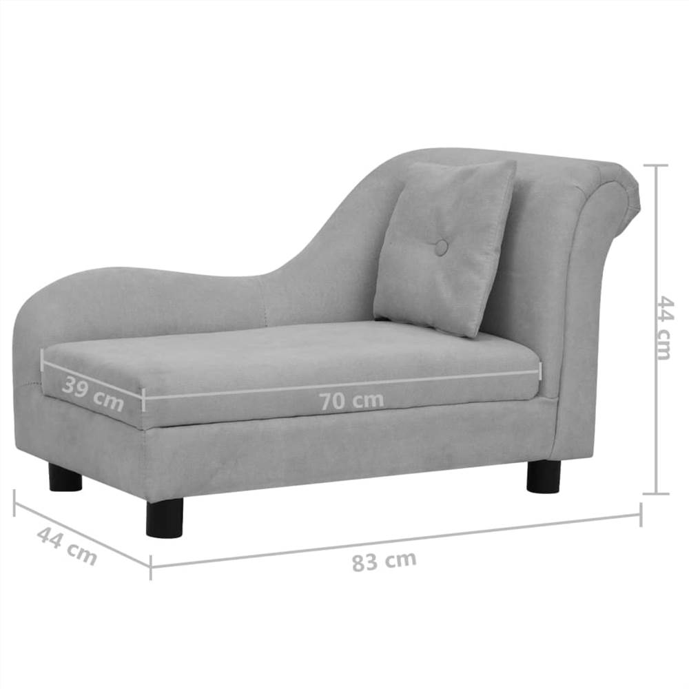 Dog Sofa with Pillow Grey 83x44x44 cm Plush