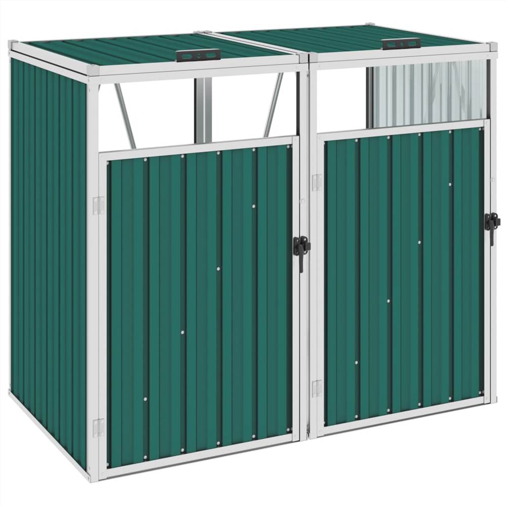 

Double Garbage Bin Shed Green 143x81x121 cm Steel