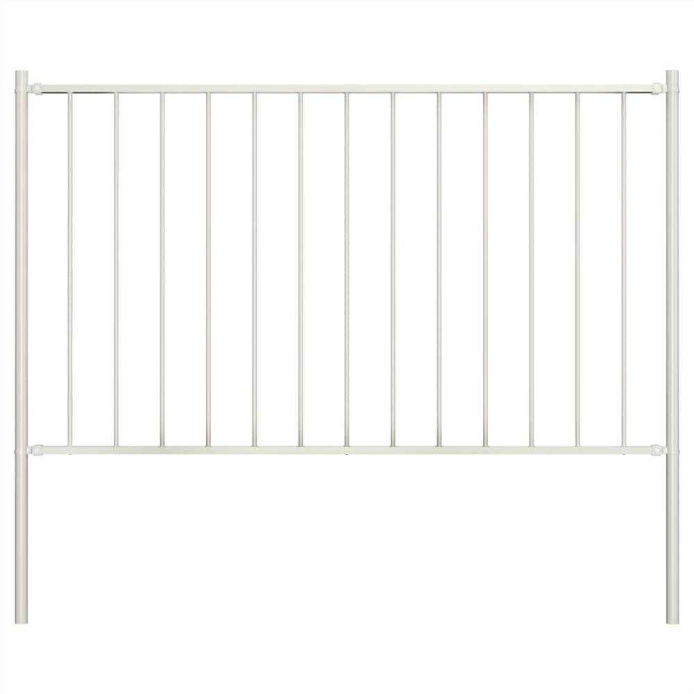 

Fence Panel with Posts Powder-coated Steel 1.7x0.75 m White