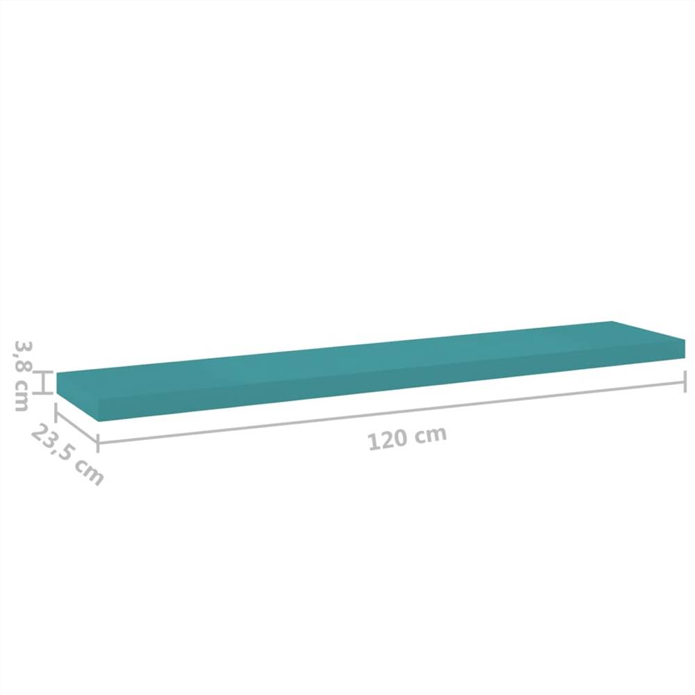 Floating Wall Shelves 2 pcs Blue 120x23.5x3.8 cm MDF