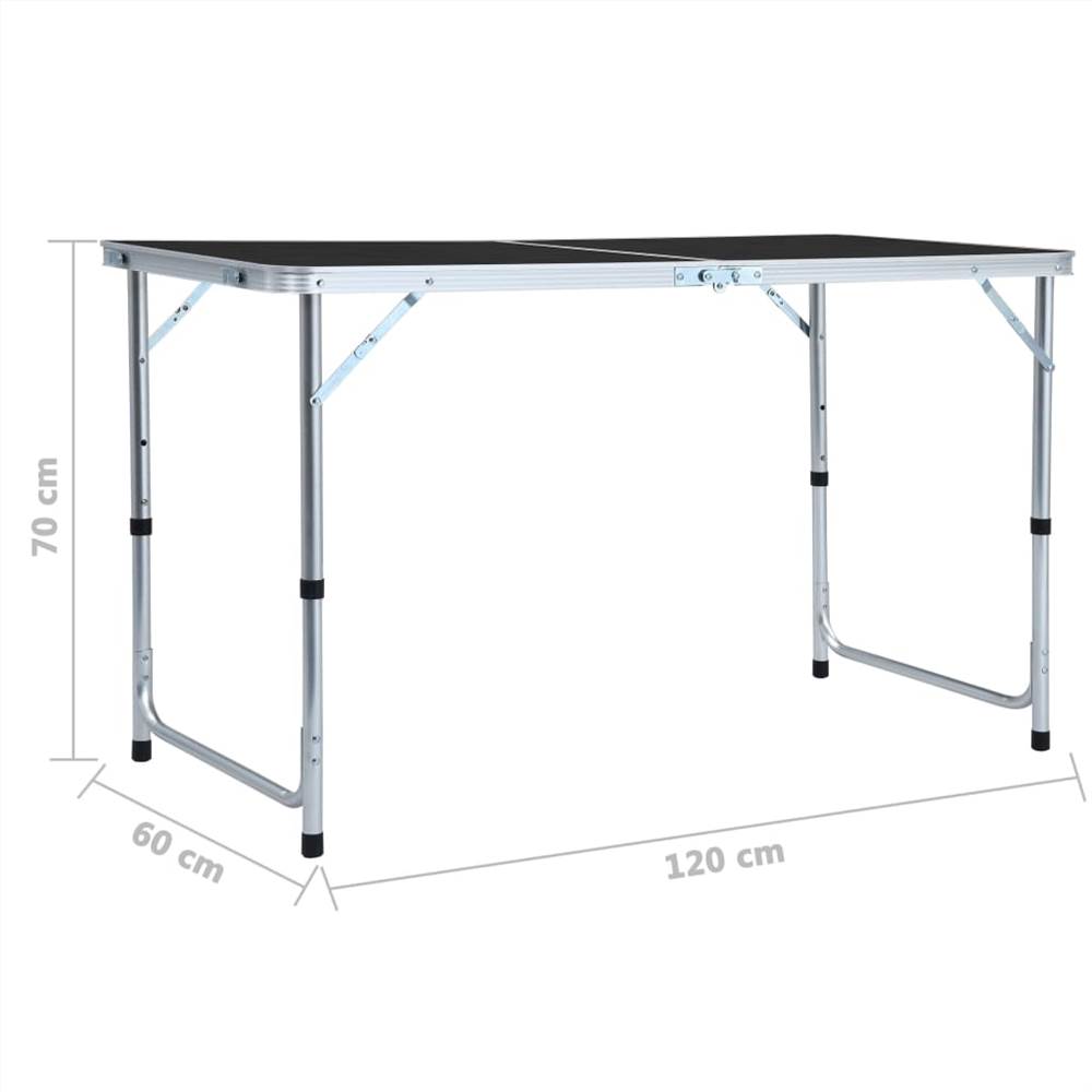 Foldable Camping Table Grey Aluminium 120x60 cm