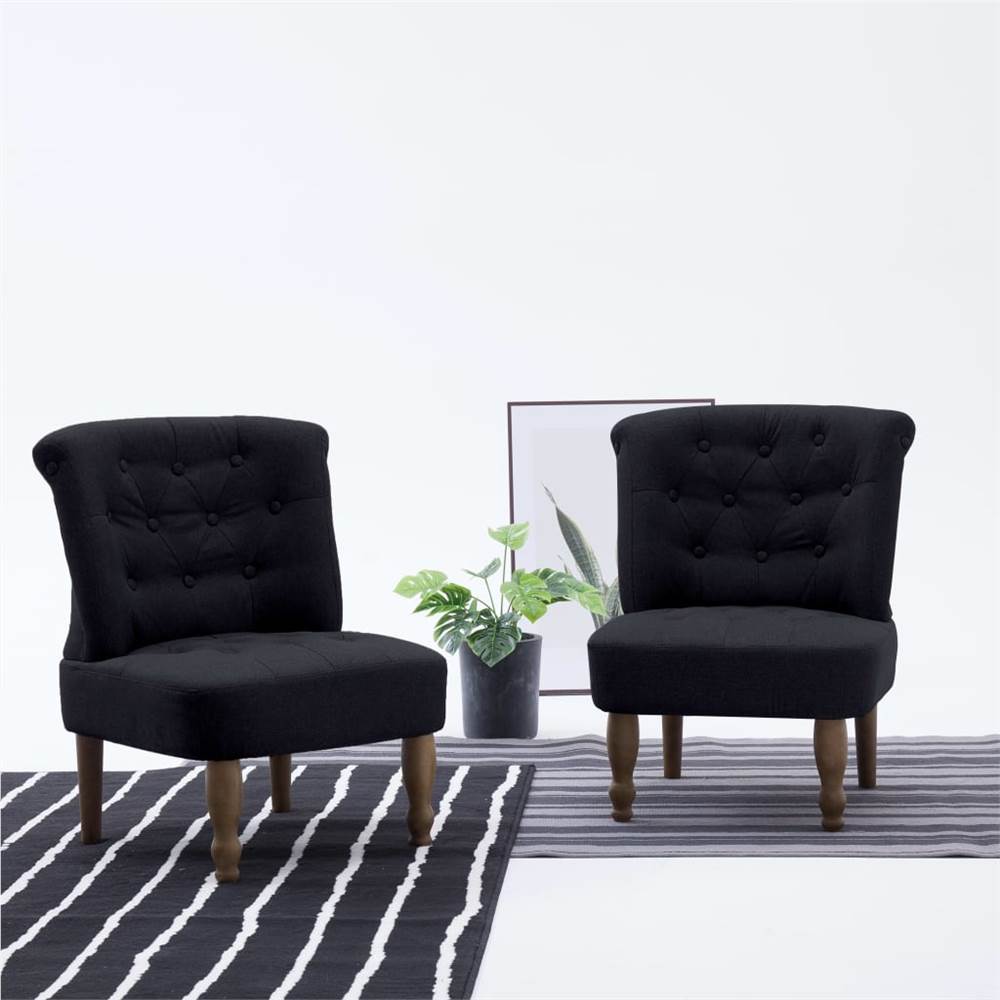 

French Chairs 2 pcs Black Fabric