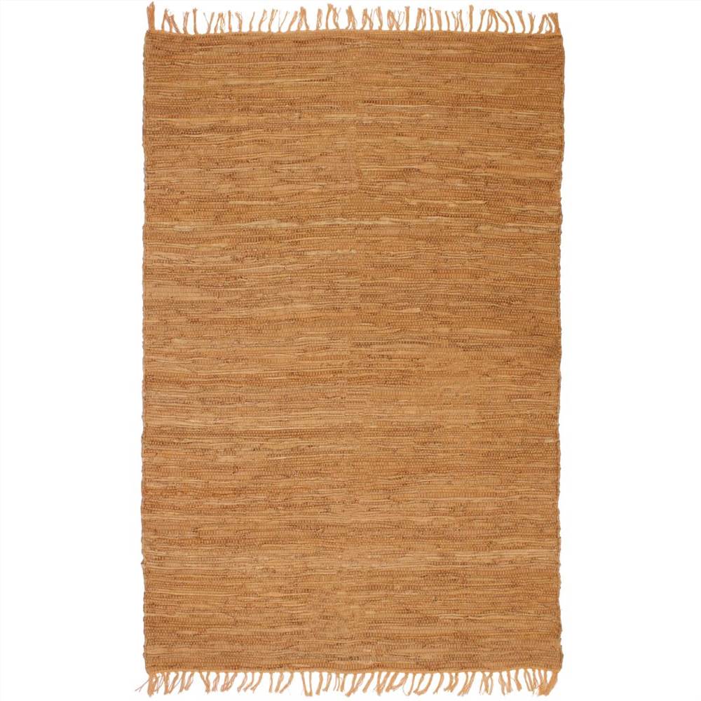 

Hand-woven Chindi Rug Leather 120x170 cm Tan
