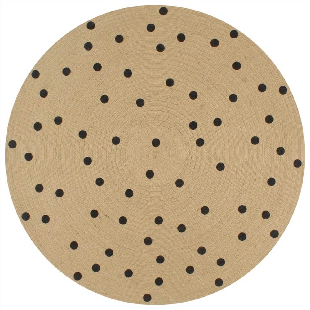 Handgefertigter Teppich Jute mit Print Polka Dot 90 cm