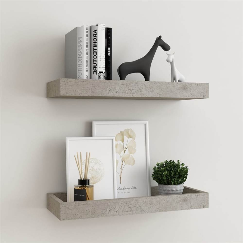 

Loggia Wall Shelves 2 pcs Concrete Grey 40x15x4 cm MDF