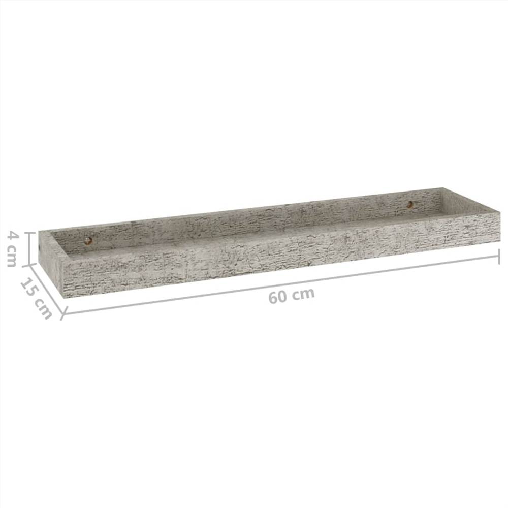 Loggia Wall Shelves 2 pcs Concrete Grey 60x15x4 cm MDF