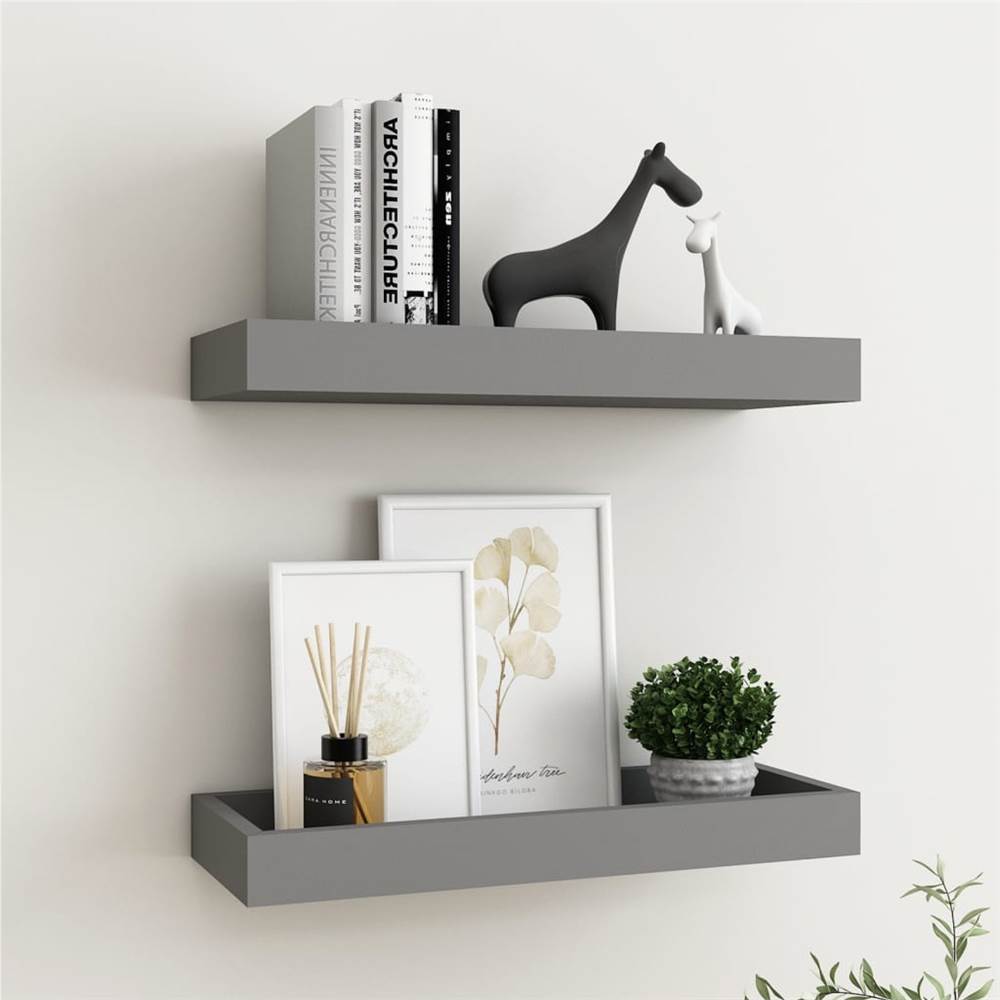 

Loggia Wall Shelves 2 pcs Grey 40x15x4 cm MDF