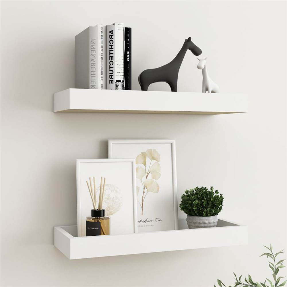 

Loggia Wall Shelves 2 pcs Oak and White 40x15x4 cm MDF