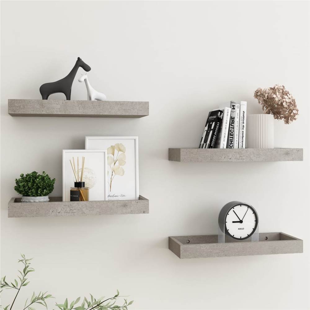 

Loggia Wall Shelves 4 pcs Concrete Grey 40x15x4 cm MDF