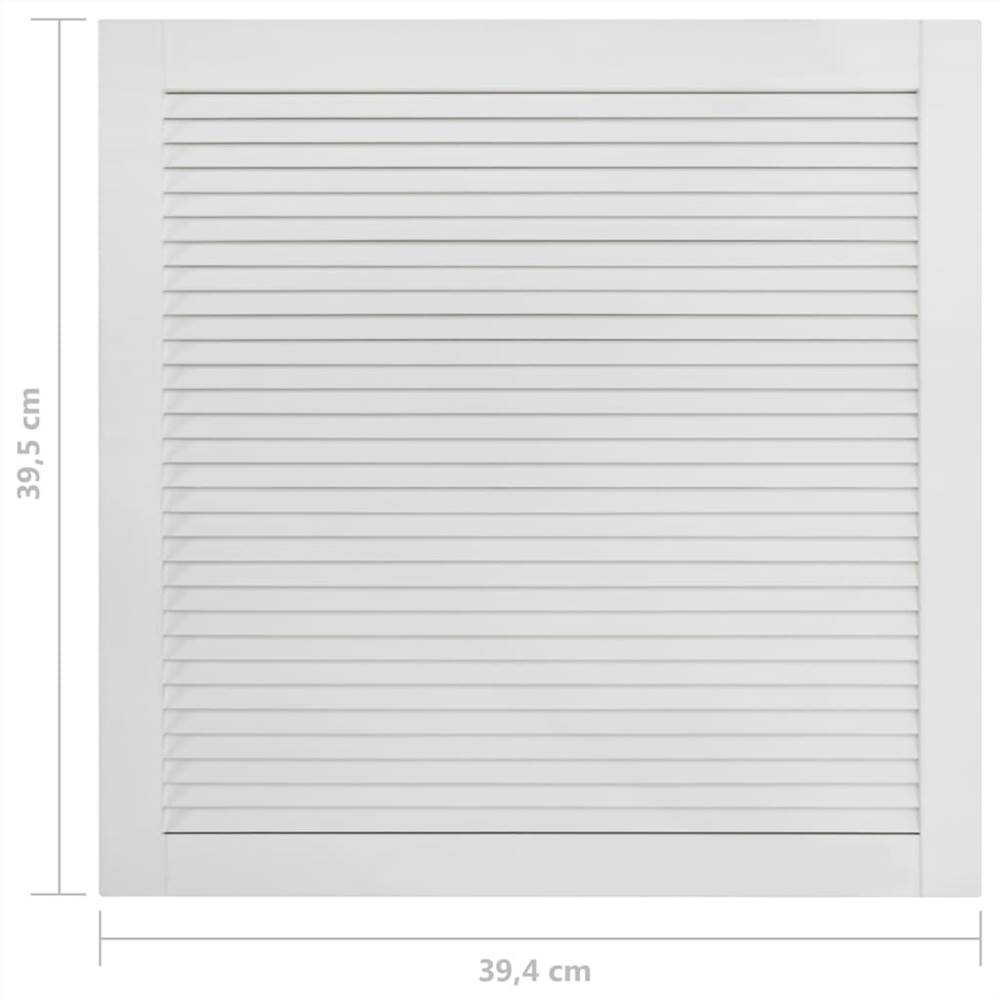 Louvred Doors 2 pcs Solid Pine Wood White 39.5x39.4 cm