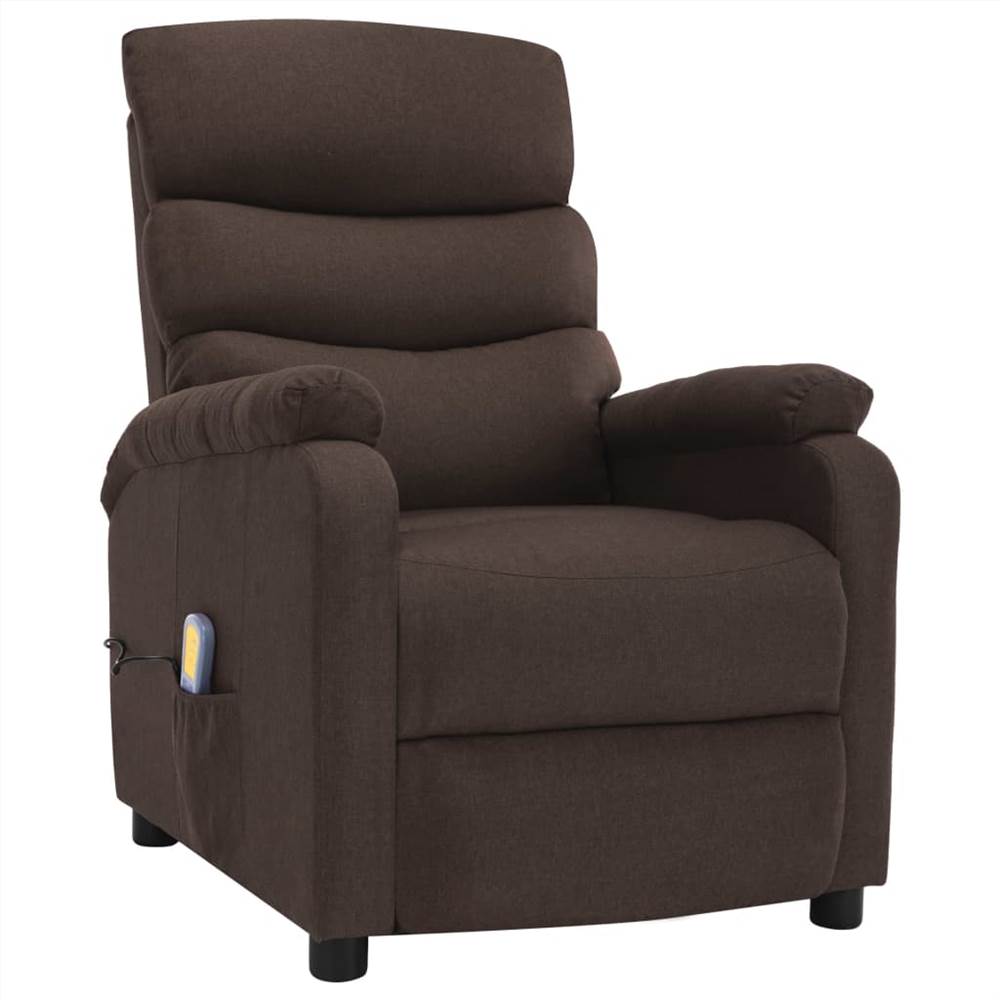 Massage Recliner Brown Fabric
