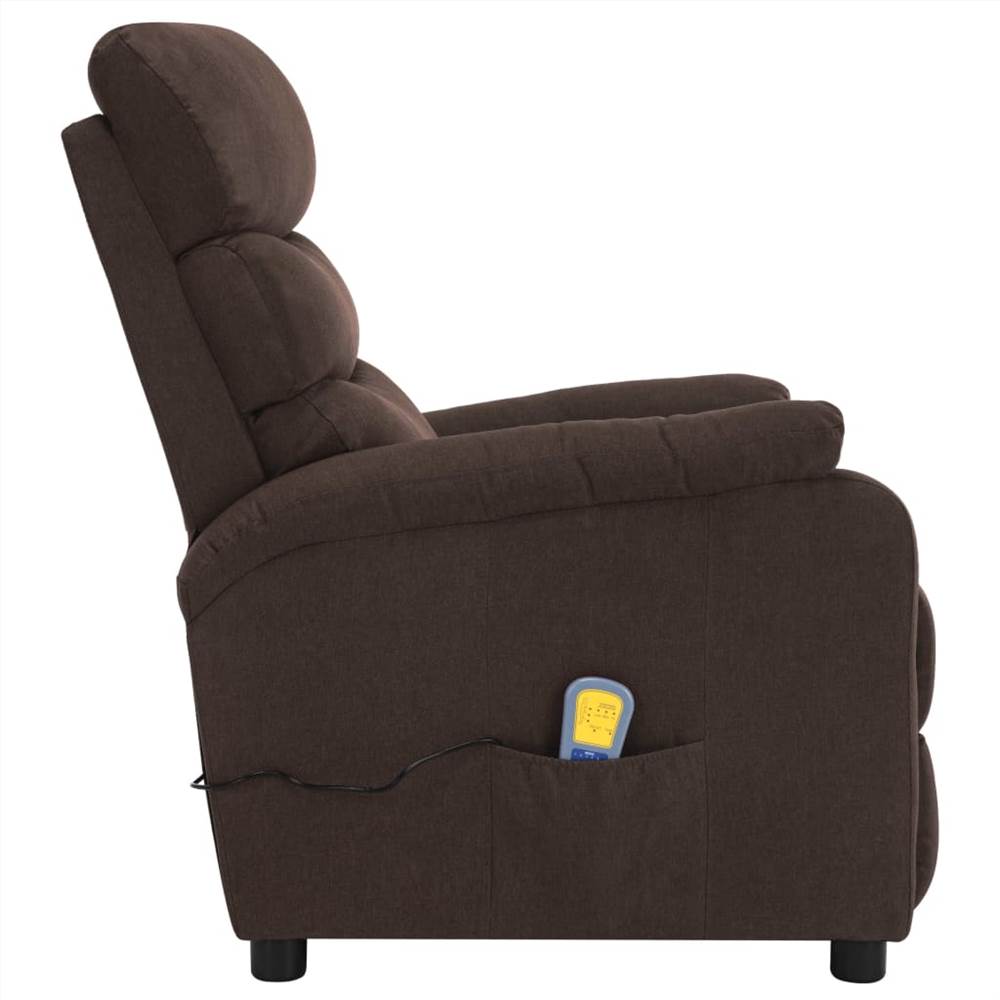 Massage Recliner Brown Fabric