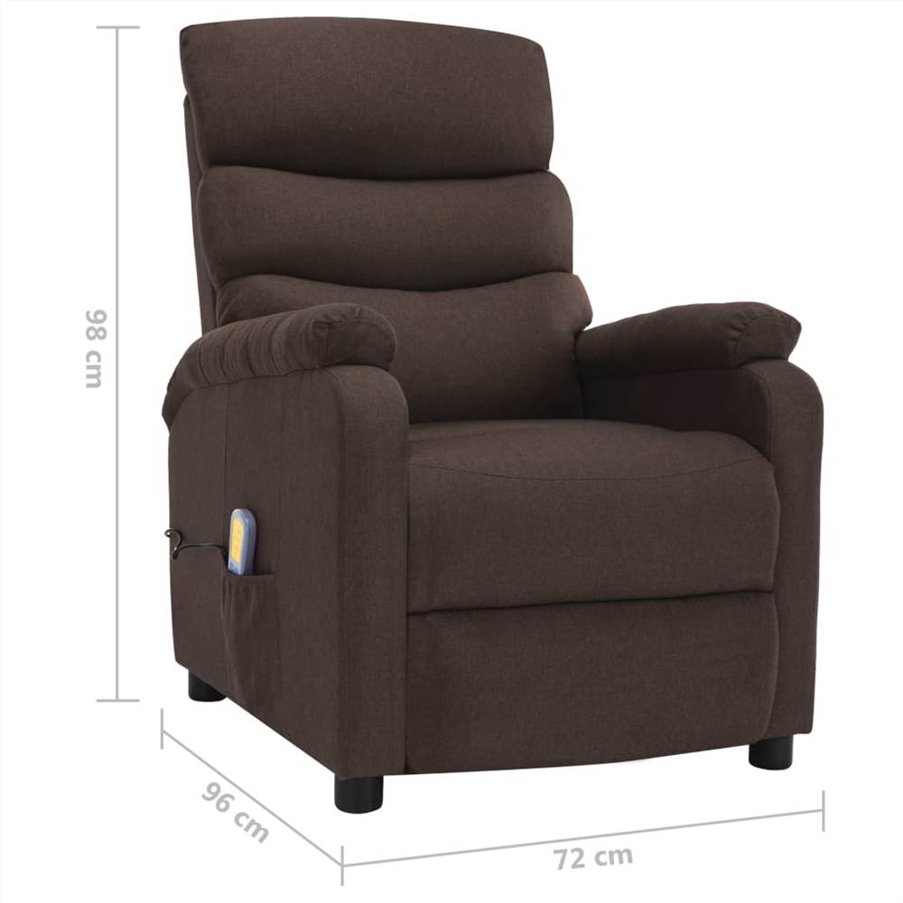 Massage Recliner Brown Fabric