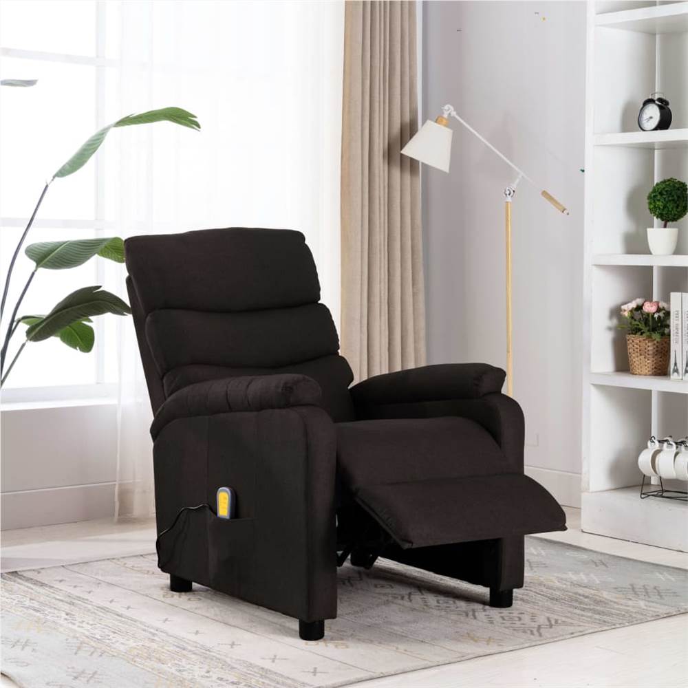 

Massage Recliner Dark Brown Fabric