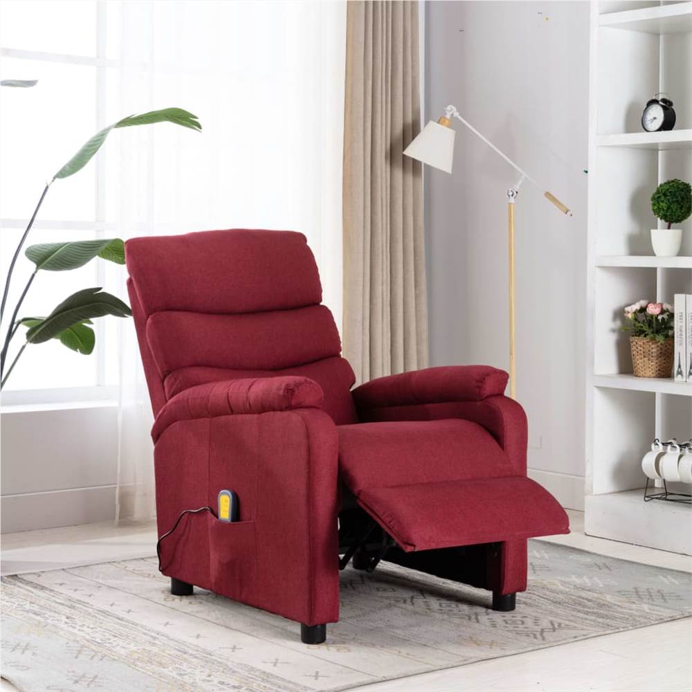 

Massage Recliner Wine Red Fabric