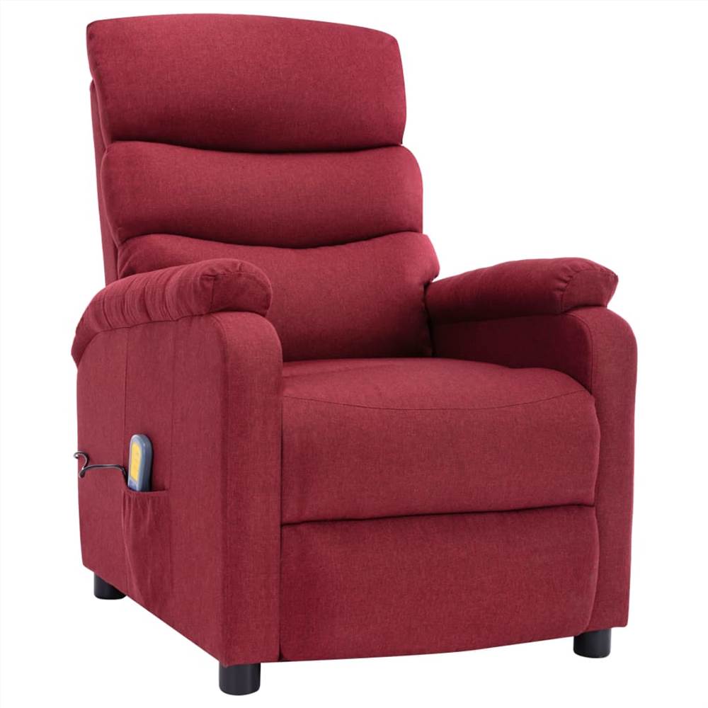 Massage Recliner Wine Red Fabric
