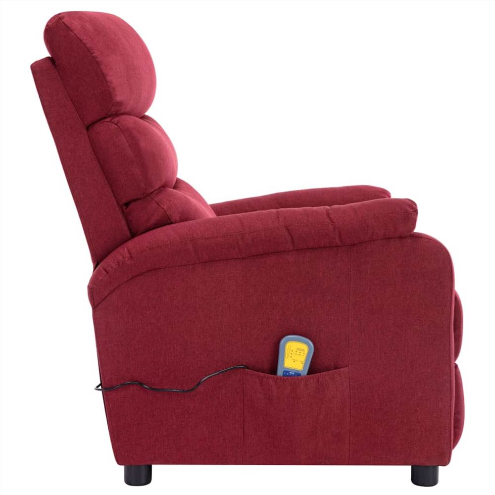 Massage Recliner Wine Red Fabric