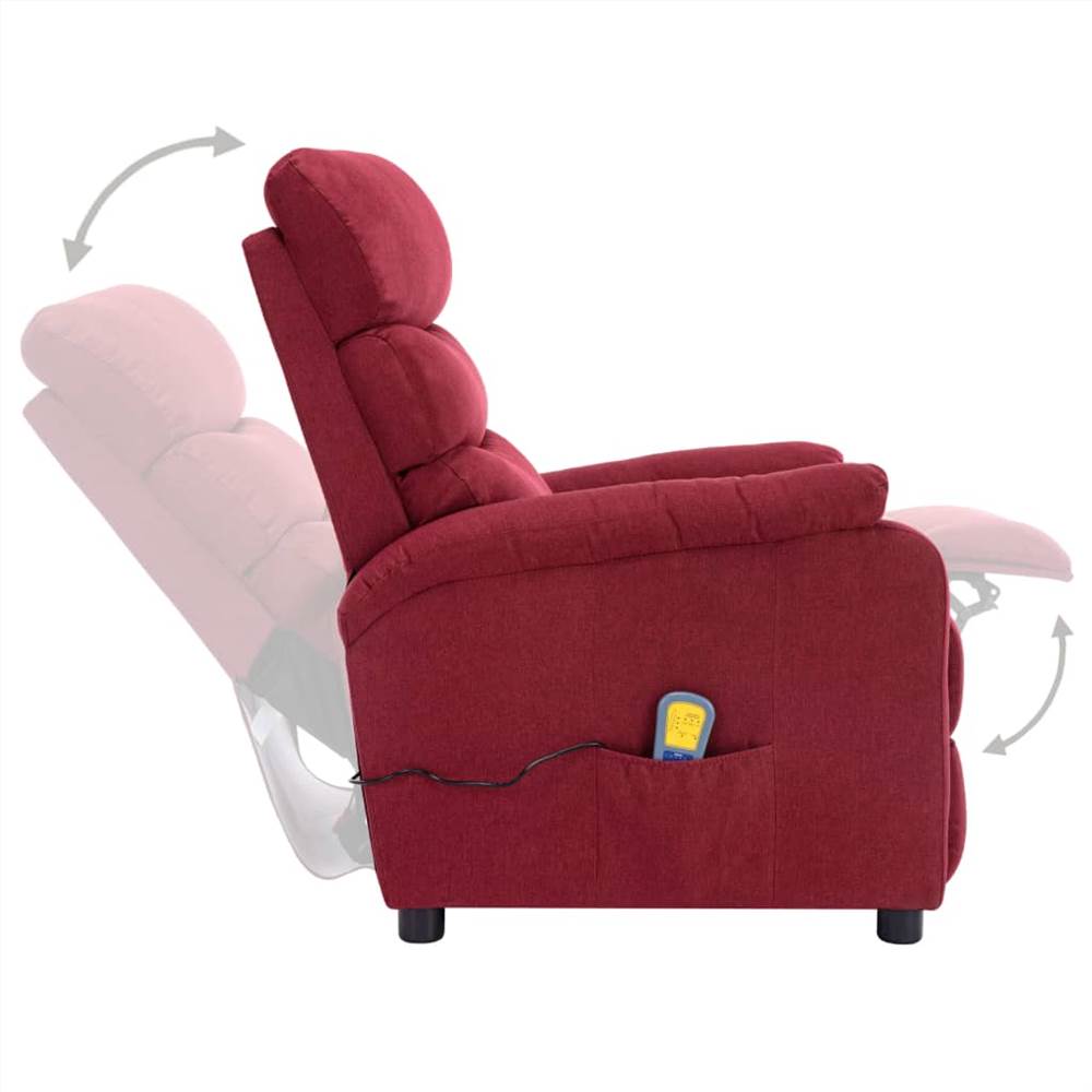 Massage Recliner Wine Red Fabric
