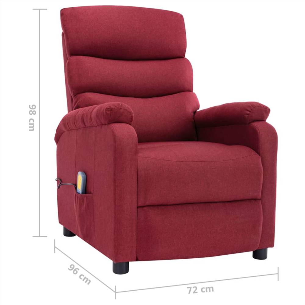 Massage Recliner Wine Red Fabric