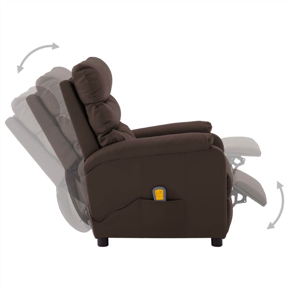 Massage Reclining Chair Brown Faux Leather