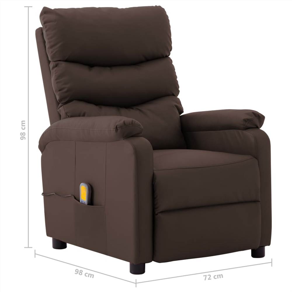 Massage Reclining Chair Brown Faux Leather