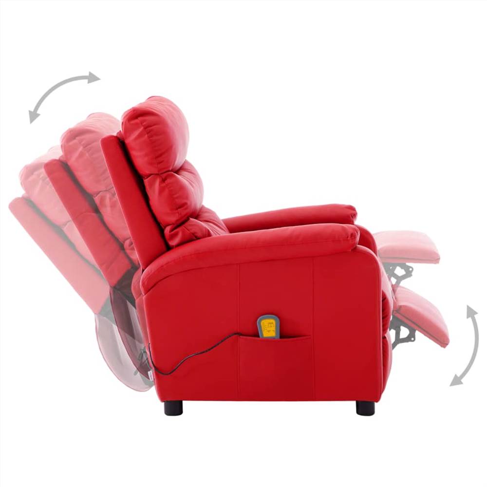 Massage Reclining Chair Red Faux Leather