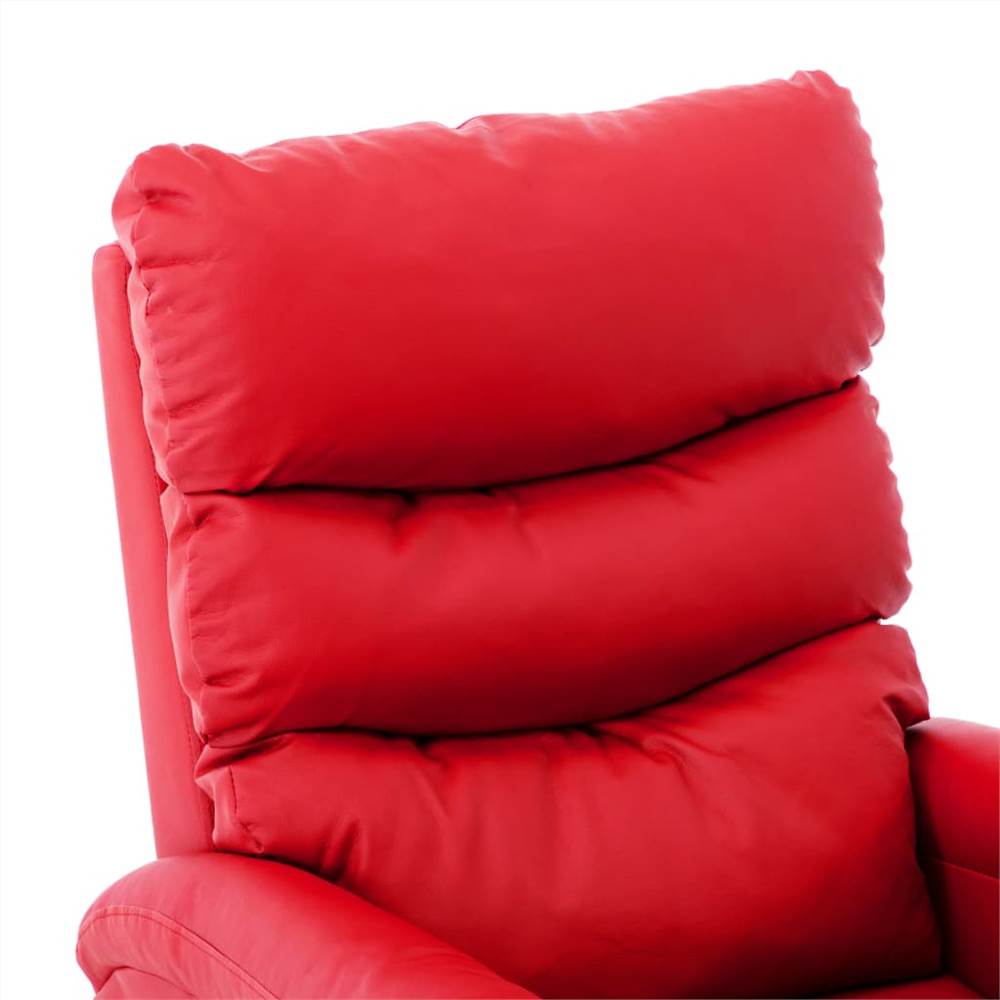 Massage Reclining Chair Red Faux Leather