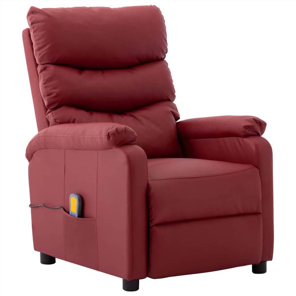 

Massage Reclining Chair Wine Red Faux Leather