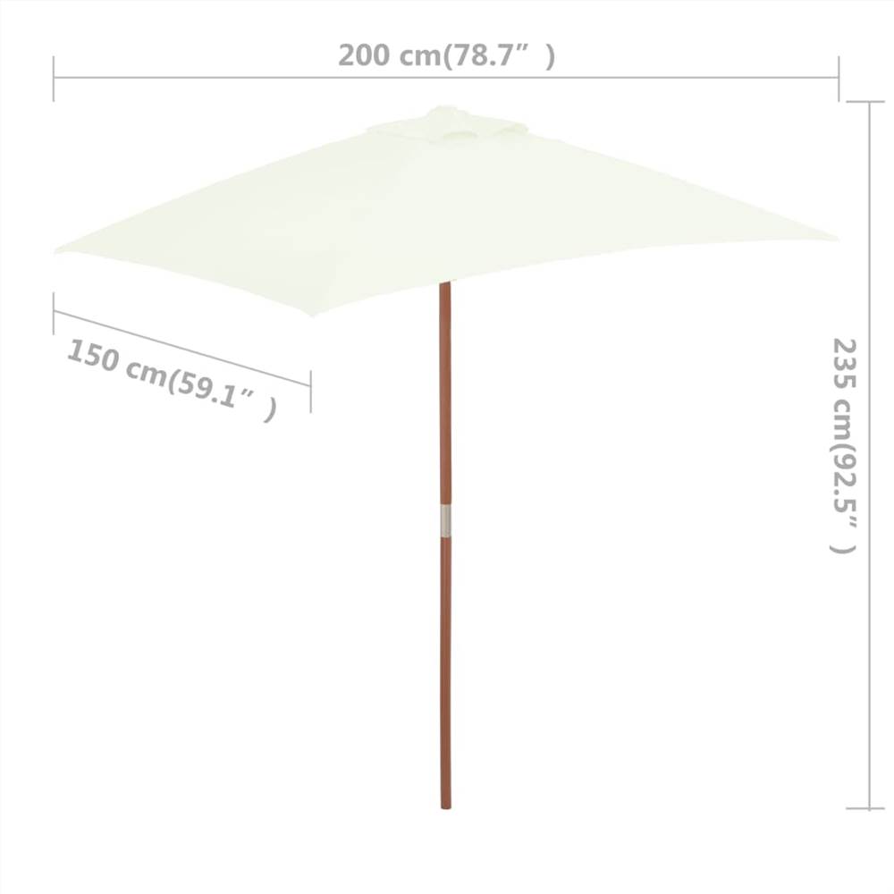 Outdoor Parasol with Wooden Pole 150x200 cm Sand