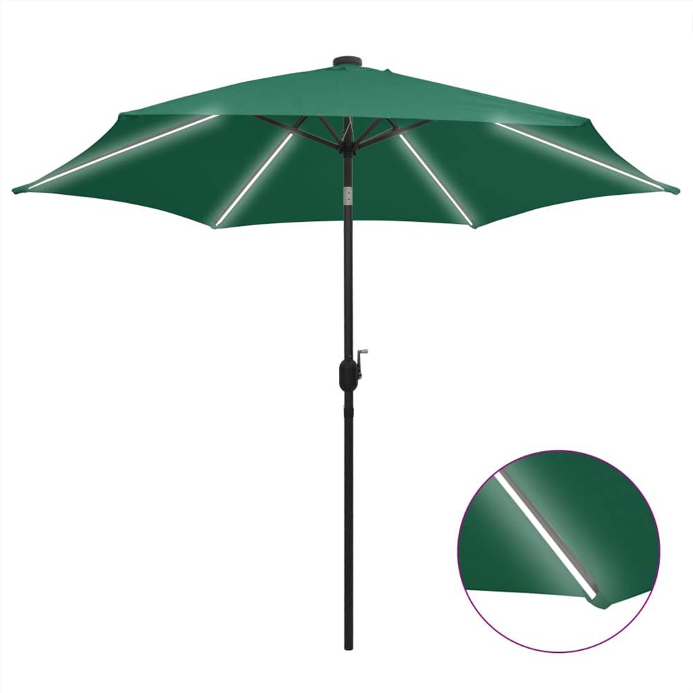 

Parasol with LED Lights and Aluminium Pole 300 cm Green