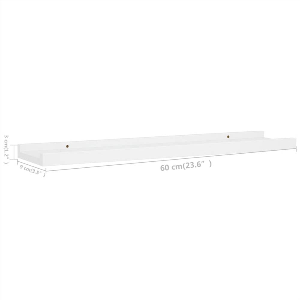 Picture Frame Ledge Shelves 2 pcs White 60x9x3 cm MDF