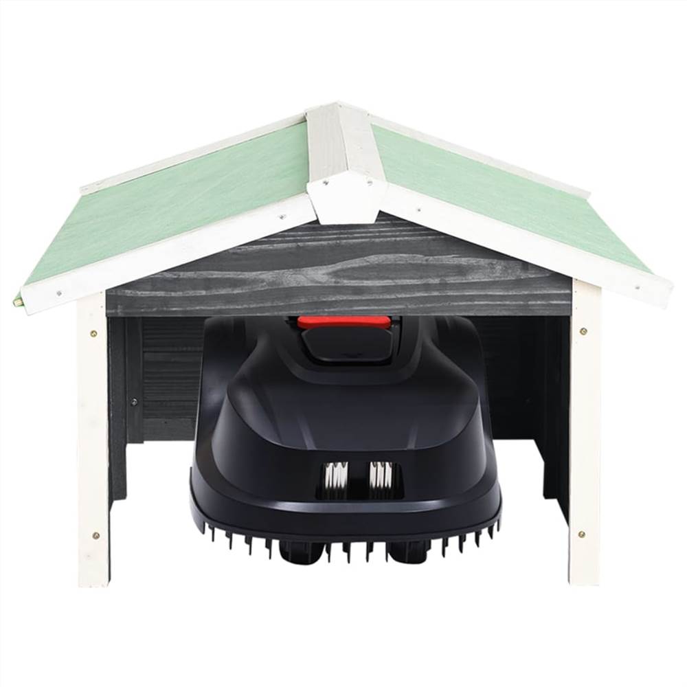 Robotic Lawn Mower Garage 72x87x50 cm Grey and White Firwood Europe