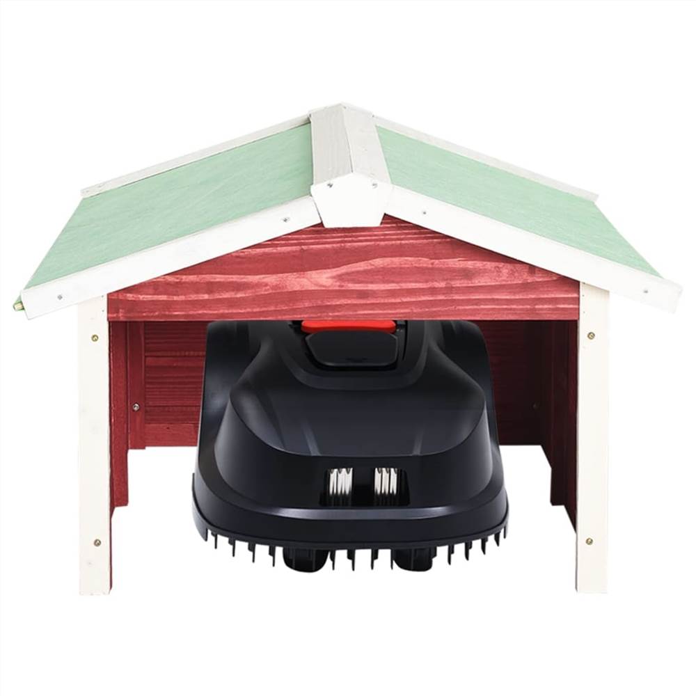 Robotic Lawn Mower Garage 72x87x50 cm Red and White Firwood