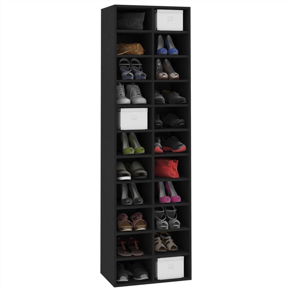 Shoe Cabinet Black 54x34x183 cm Chipboard Shoe Cabinet Black 54x34x183 cm Chipboard