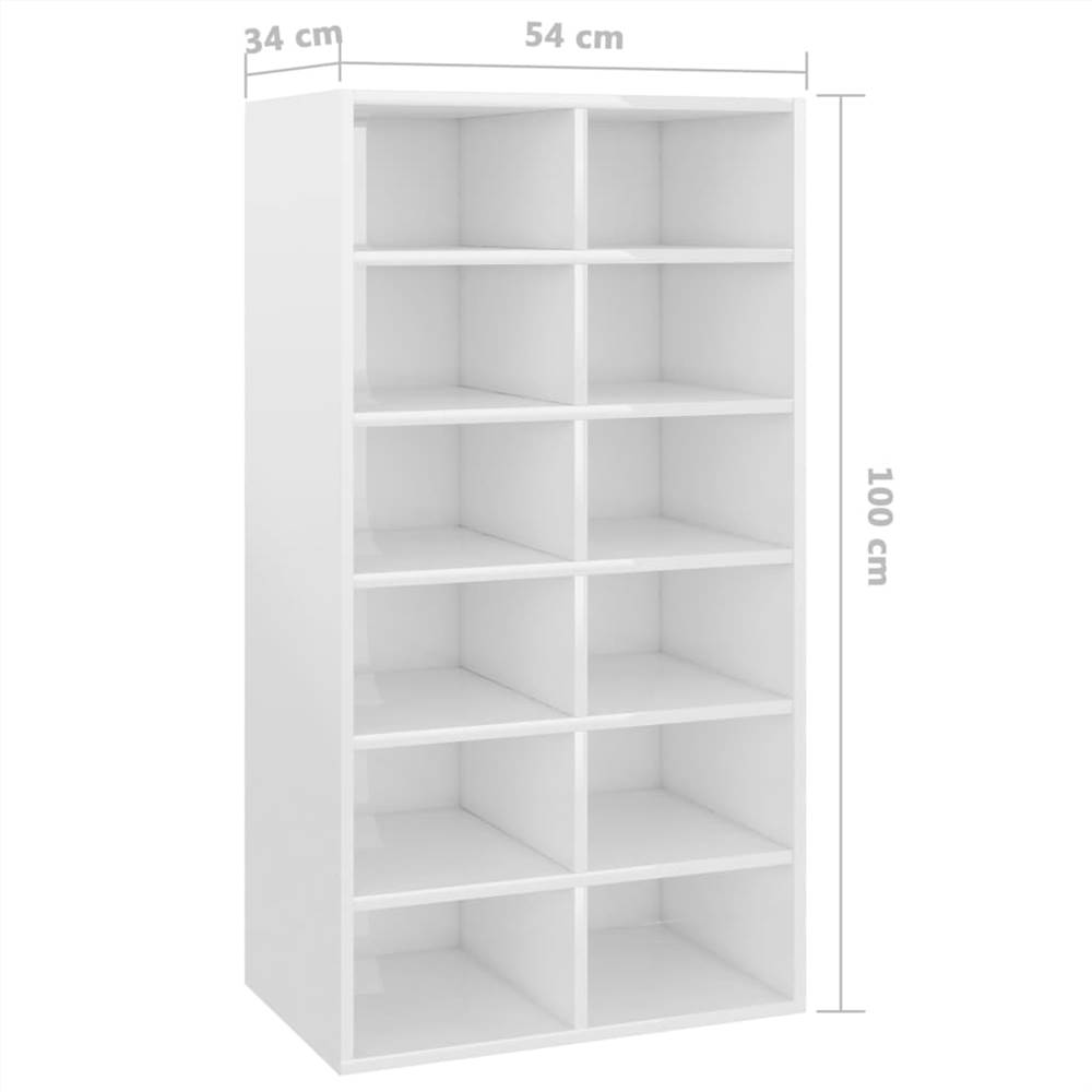 Shoe Rack High Gloss White 54x34x100 cm Chipboard