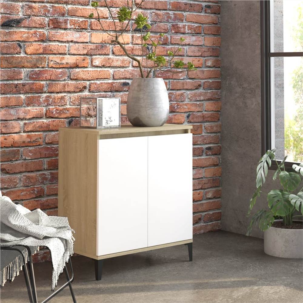 

Sideboard White and Sonoma Oak 60x35x70 cm Chipboard