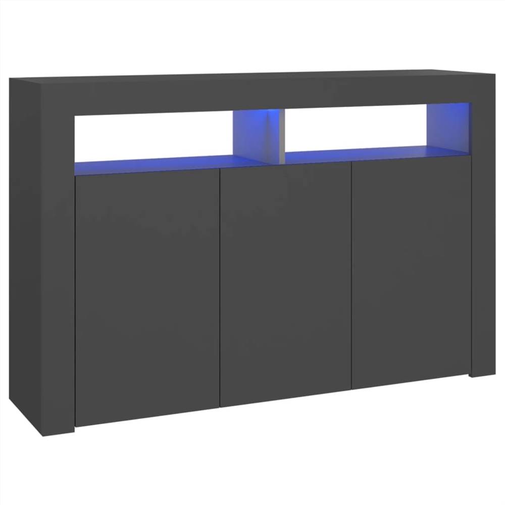 Sideboard with LED Lights Grey 115.5x30x75 cm